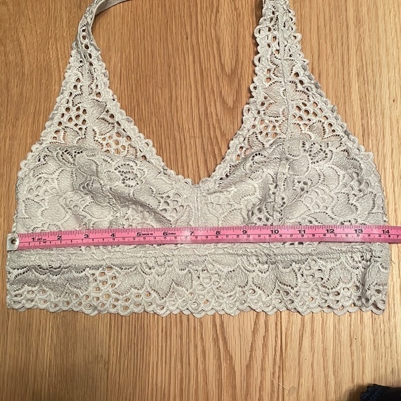 AERIE Bralette Silver Lace Wireless No Padding Halter Size L - Picture 7 of 7